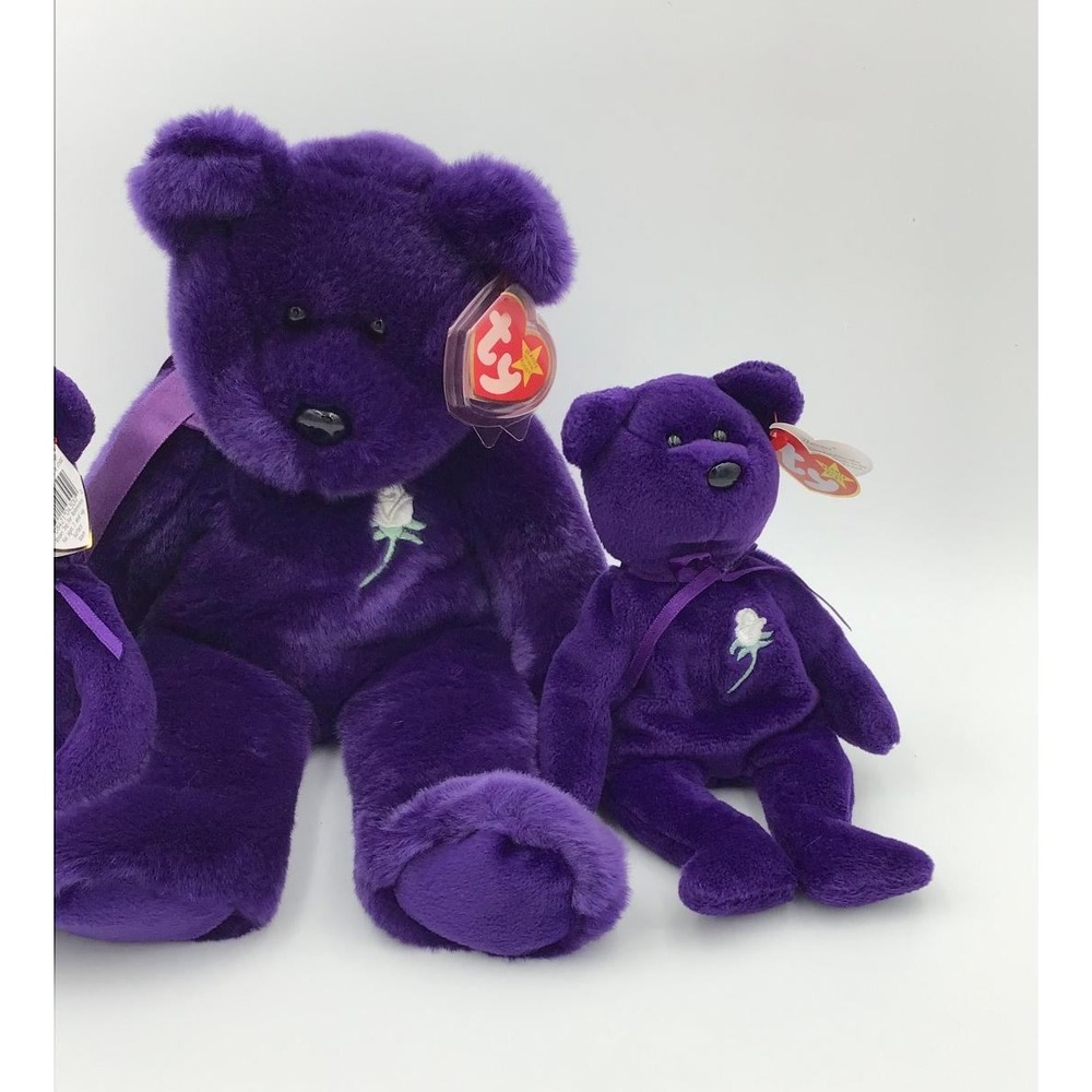 Ty Beanie Babies Princess Diana Plush Bears‎ 1997 PE Pellets Purple (3) Y2K Toys - Picture 4 of 16